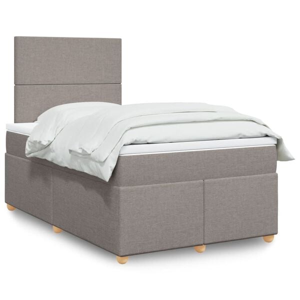 vidaXL Cama boxspring c/ colch&atilde;o 120x190cm tecido castanho-acinzentado