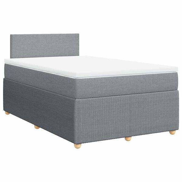 vidaXL Cama boxspring com colch&atilde;o 120x190 cm tecido cinzento-claro