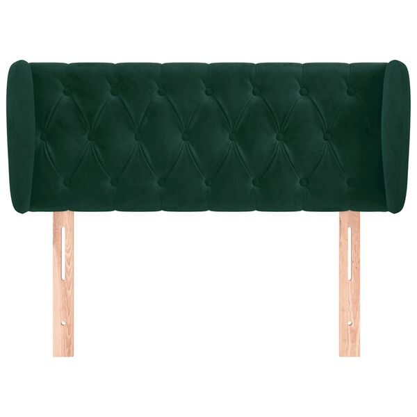 vidaXL Cabeceira de cama c/ abas veludo 103x23x78/88cm verde-escuro