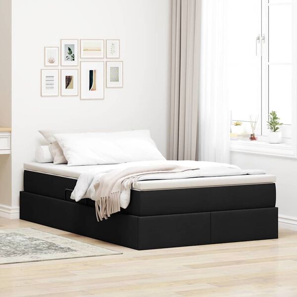 vidaXL Cama com arruma&ccedil;&atilde;o e colch&atilde;o Preto 120 x 200 cm Poli&eacute;ster