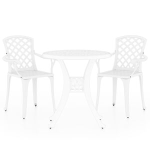 vidaXL 3 pcs conjunto de bistr&ocirc; alum&iacute;nio fundido branco