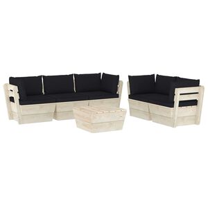 vidaXL 6 pcs conjunto lounge de paletes + almofad&otilde;es madeira de abeto