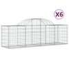 vidaXL Cestos gabi&atilde;o arqueados 6 pcs 200x50x60/80 cm ferro galvanizado