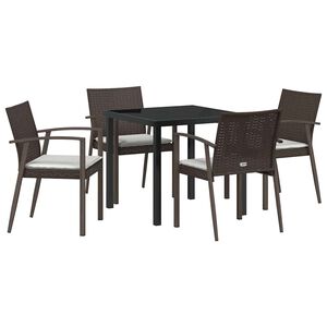 vidaXL Conjunto de Jantar para Jardim 5 pcs Marrom e Preto