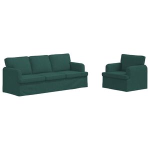 vidaXL Conjunto de Sof&aacute;s 2 unid. Verde Escuro tecido