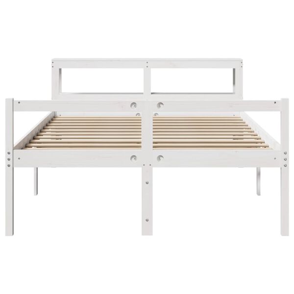 vidaXL Cama para idosos com cabeceira 160x200 cm pinho maci&ccedil;o branco