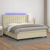 vidaXL Cama box spring c/ colch&atilde;o/LED 180x200cm couro artificial creme