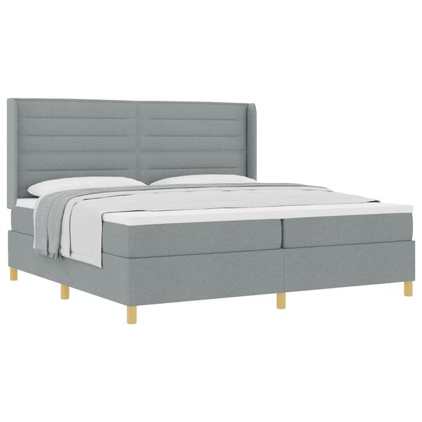vidaXL Cama Box com colch&atilde;o Cinzento-claro 200 x 200 cm tecido