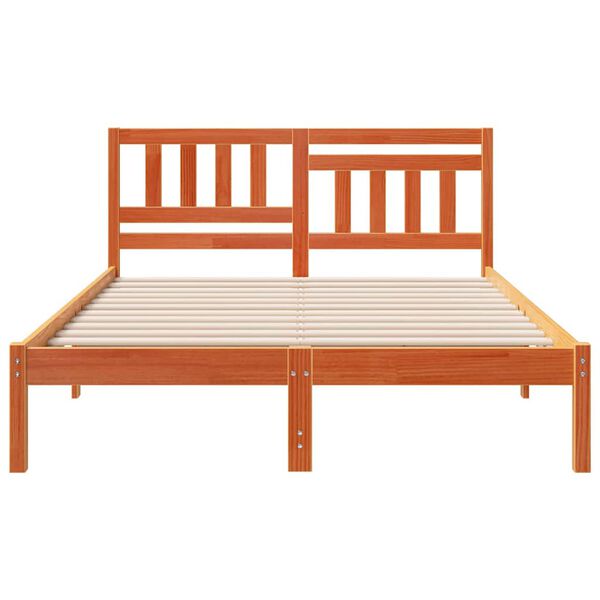 vidaXL Estrutura da Cama com cabeceira Castanho-mel 135 x 190 cm