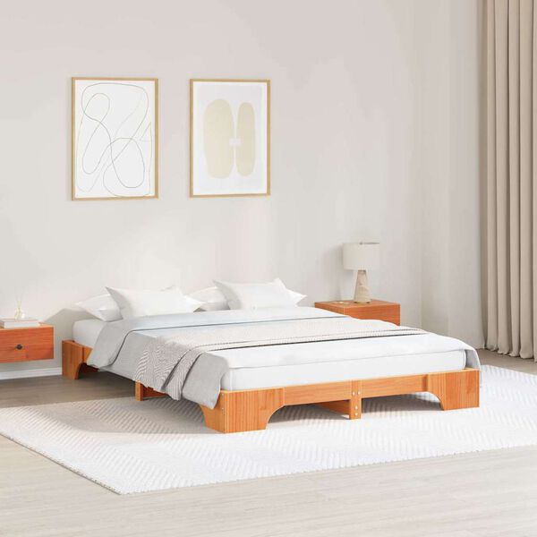vidaXL Estrutura da Cama Marrom Cera 150 x 200 cm