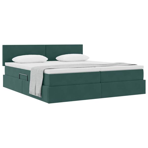 vidaXL Cama com Armazenamento com colch&atilde;o Verde Escuro 100 x 200 cm