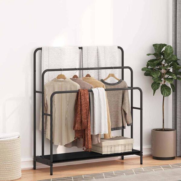 vidaXL Cabideiro Carvalho Preto 90 x 30 x 100,5 cm Madeira processada