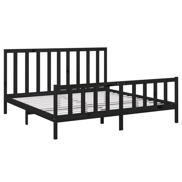 vidaXL Estrutura de cama super king 180x200 cm pinho maciço preto