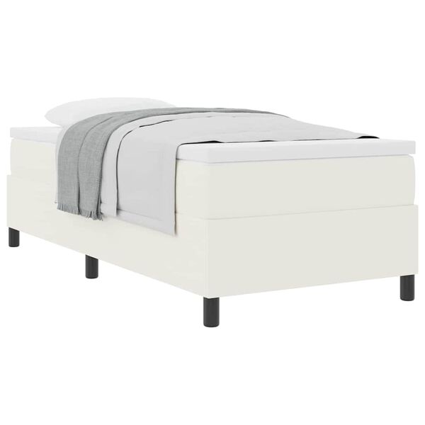 vidaXL Cama Box Creme e Branco 90 x 190 cm Tecido de Veludo Cotele