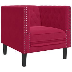 vidaXL Sof&aacute; chesterfield veludo vermelho tinto