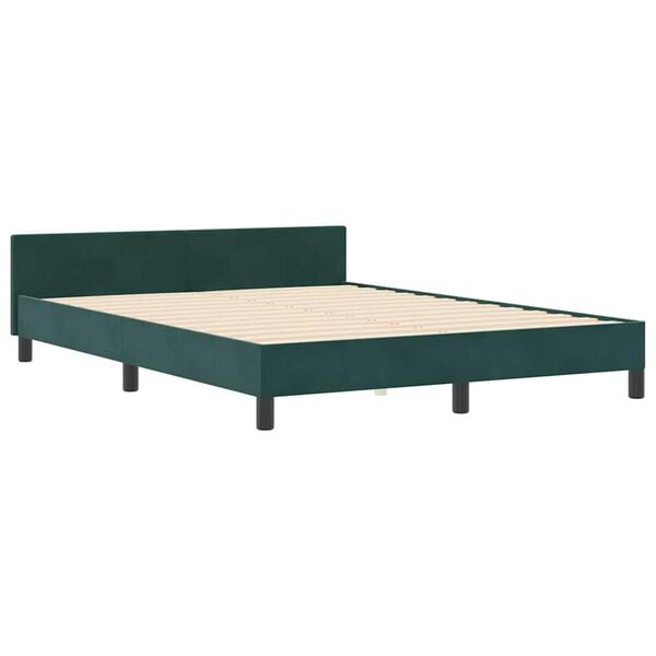 vidaXL Cama Box com cabeceira Verde Escuro 140 x 190 cm Veludo