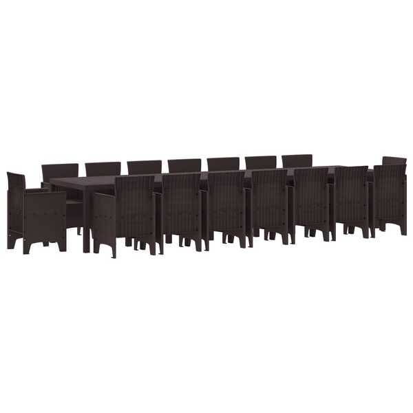 vidaXL Conjunto de Jantar para Jardim com Almofadas 17 pcs Castanho PP