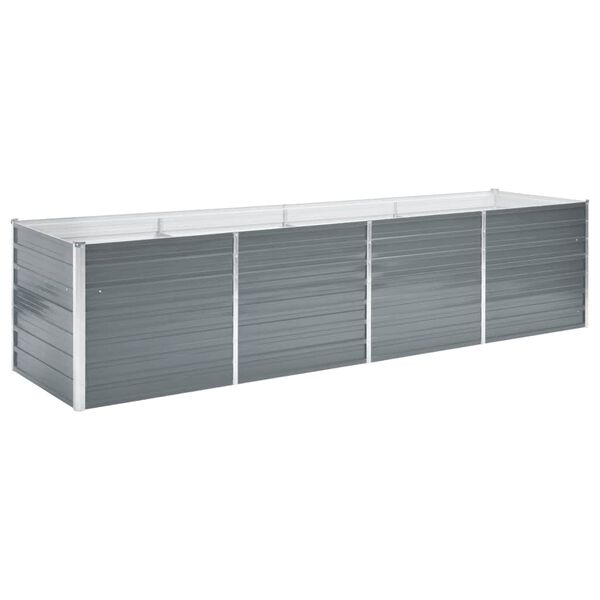 vidaXL Canteiro elevado de jardim a&ccedil;o galvanizado 320x80x77cm cinzento