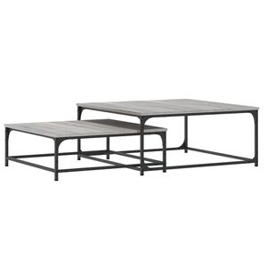 vidaXL Mesas de centro de encastrar 2 pcs deriv. madeira cinza sonoma