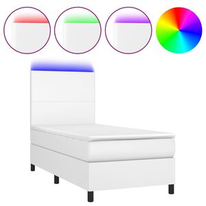 vidaXL Cama box spring c/ colch&atilde;o/LED 80x200cm couro artificial branco