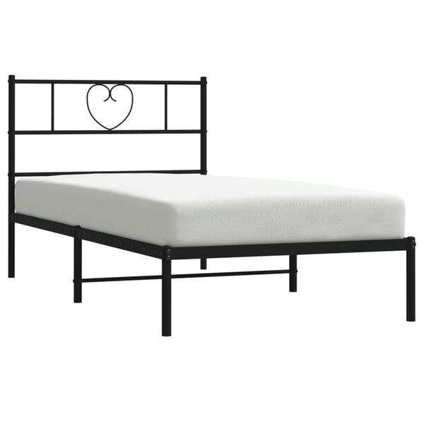 vidaXL Estrutura de cama com cabeceira 80x200 cm metal preto
