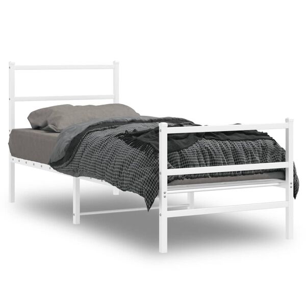 vidaXL Estrutura de cama com cabeceira e pés 80x200 cm metal branco