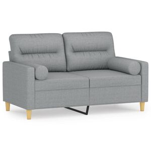 vidaXL Sof&aacute; 2 lugares + almofadas decorativas 120cm tecido cinza-claro