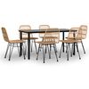 vidaXL 7 pcs conjunto de jantar para jardim vime PE