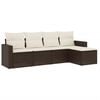vidaXL 5 pcs conjunto sof&aacute;s p/ jardim c/ almofad&otilde;es vime PE castanho