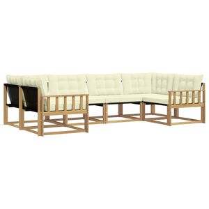 vidaXL Conjunto de Sof&aacute;s para Exterior 6 unid. Branco e Creme