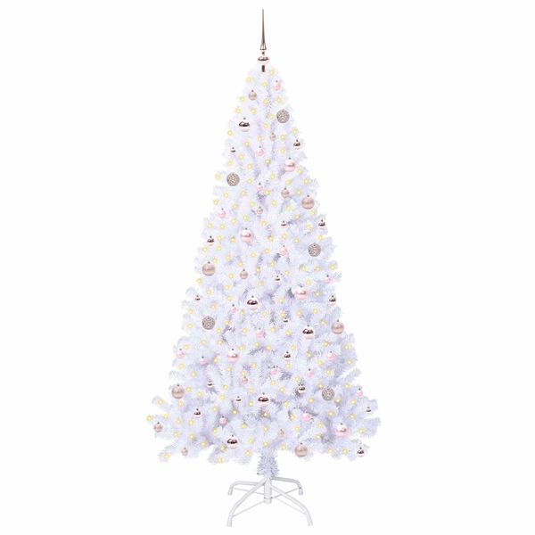 vidaXL &Aacute;rvore de Natal Artificial com 300 LEDs Branco 210 cm PVC e A&ccedil;o