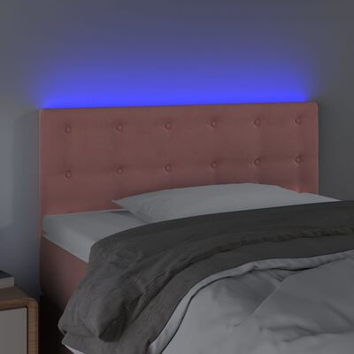 vidaXL Cabeceira de cama c/ luzes LED veludo 90x5x78/88 cm rosa