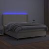 vidaXL Cama box spring c/ colch&atilde;o/LED 160x200cm couro artificial creme