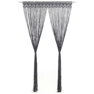 vidaXL Cortina em macram&eacute; 140x240 cm algod&atilde;o antracite