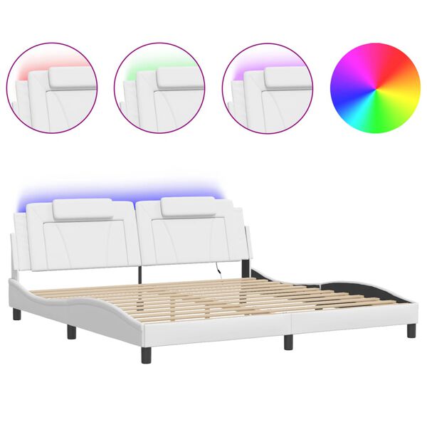 vidaXL Estrutura de cama Viana com LED sem colch&atilde;o 200x200 cm branco
