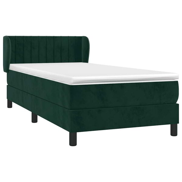 vidaXL Cama com molas/colch&atilde;o 80x200 cm veludo verde-escuro