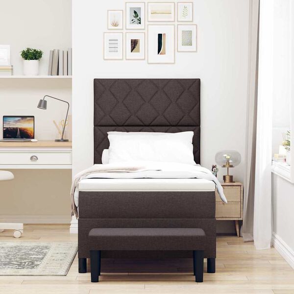vidaXL Cama Box com colch&atilde;o Marrom Escuro 100 x 200 cm tecido