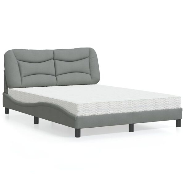 vidaXL Cama com colch&atilde;o Hvar 140x200 cm tecido cinzento-claro