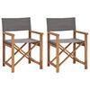 vidaXL Cadeiras de realizador 2 pcs madeira de teca maci&ccedil;a cinzento
