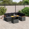 vidaXL 8 pcs conjunto sof&aacute;s de jardim com almofad&otilde;es vime PE preto