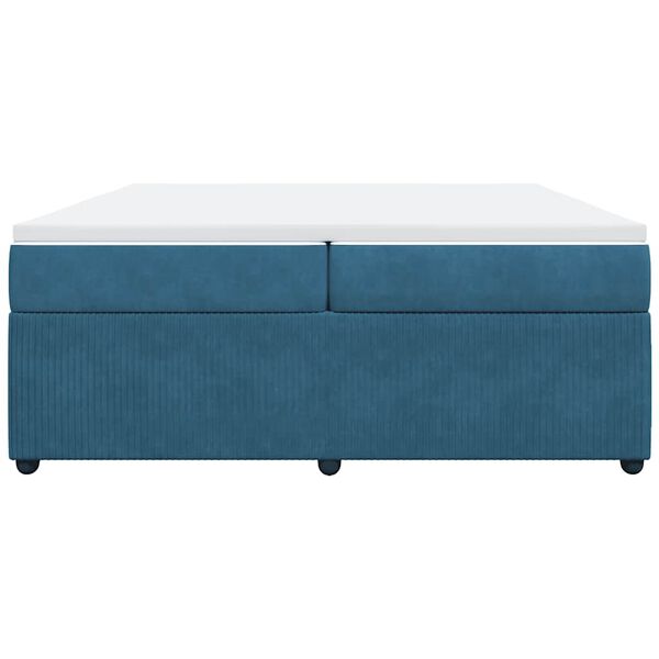 vidaXL Cama com molas/colchão 200x200 cm veludo azul-escuro