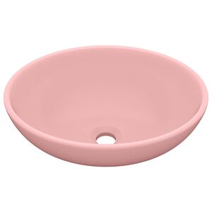 vidaXL Lavat&oacute;rio luxuoso formato oval 40x33 cm cer&acirc;mica rosa mate