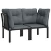 vidaXL Cadeiras de canto jardim c/ almofad&otilde;es 2pcs vime PE preto/cinza