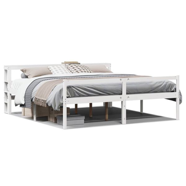 vidaXL Cama para idosos com cabeceira 200x200 cm pinho maci&ccedil;o branco
