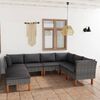 vidaXL 8 pcs conjunto lounge de jardim c/ almofad&otilde;es vime PE cinzento