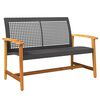 vidaXL Banco de jardim 112 cm vime PE e madeira de ac&aacute;cia preto