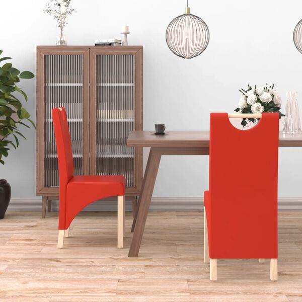 vidaXL Cadeiras de jantar 2 pcs couro artificial vermelho