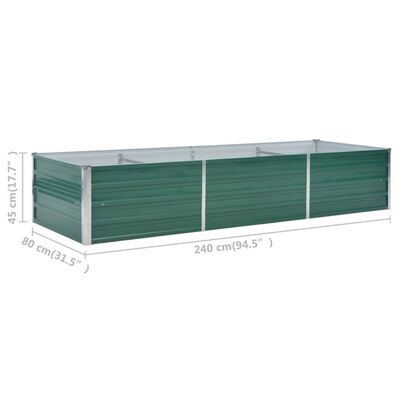 vidaXL Canteiro elevado de jardim aço galvanizado 240x80x45 cm verde
