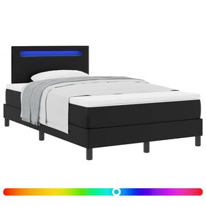 vidaXL Cama Box com colch&atilde;o Preto 120 x 190 cm Couro sint&eacute;tico
