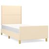 vidaXL Estrutura de cama sem colch&atilde;o 90x190 cm tecido creme